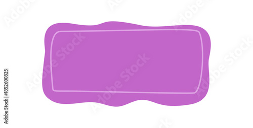 Hand drawn wavy rectangle label box as organic shape for text. Color banner frame creates bold background for creative card or poster use with playful format and vibrant edge.
