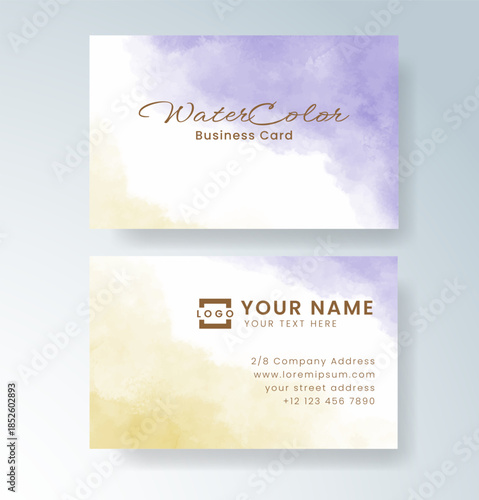 Beautiful business card template with watercolor