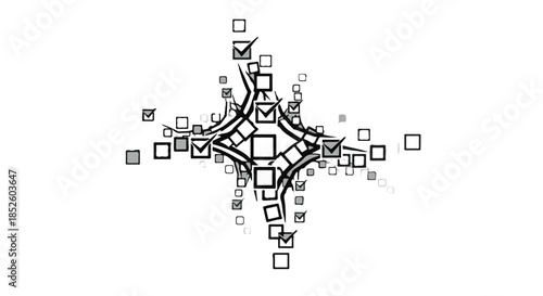 Geometric abstract background with intersecting lines and squares, modern design concept for technology or engineering, futuristic illustration