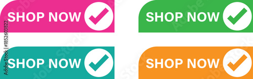 shop new banner button with chart icon symbol vector design colorful simple flat illustration set