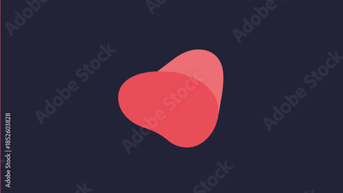 A soft, coral-red amorphous fluid shape floating on a dark navy blue background, representing flexibility and innovation.