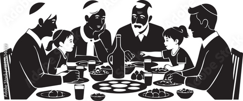 Family enjoying dinner together