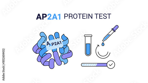 Molecular Biology Graphic of AP2A1 Protein with Lab Equipment