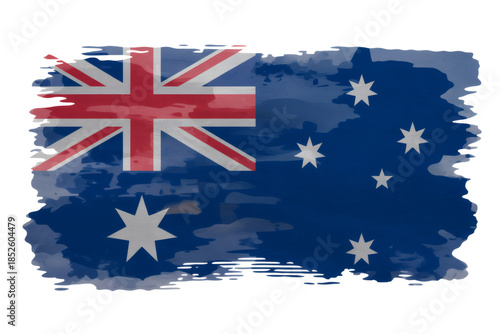 Australia's flag with a watercolor artistic effect, perfect for patriotic themes and national pride celebrations and events