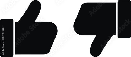 Black Hand Icons Thumb Up and Thumb Down Signs Symbols Like and Dislike on Transparent Background Good and Bad Approval and Rejection Agreement and Disagreement Vector