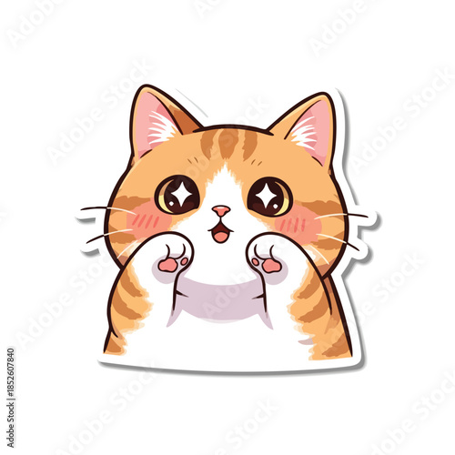 Adorable Cartoon Orange Cat with Big Eyes.