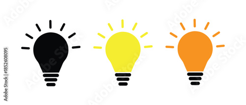Black yellow and orange hand drawn light bulbs vector illustration