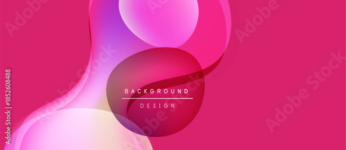 Abstract fluid shapes, pink hues dominate. Modern design elements create dynamic visual impact. Text reads background design.
