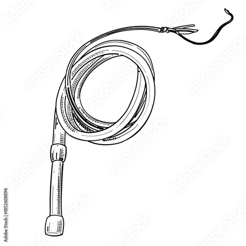 Traditional whip pecut vector line art hand drawn illustration