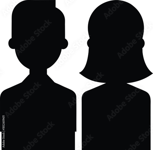 Generic male and female user profile icon for digital interfaces and representation