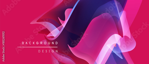 Abstract vibrant background design. Flowing shapes blend pinks, purples, blues. Modern aesthetic, dynamic composition, visually striking.