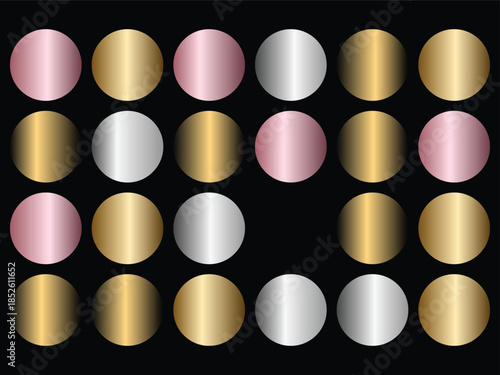 AUTO_METALLIC_Rectangles_8.eps Inspired Metallic Circles in a Grid Pattern with Varied Colors and Reflections