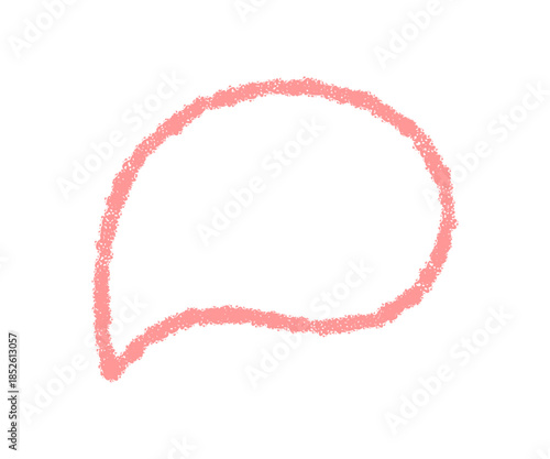 Crayon hand drawn round speech bubble outline in organic and sketch style. Contour with communication and talk concept, graphic look, rectangle hint, empty outline art element.