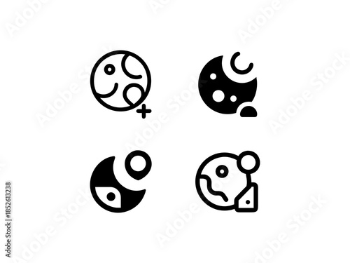 moon and maps set vector, vector and illustration,