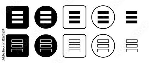 Icon set of identity symbol. Filled, outline, black and white icons set, flat style.  Illustration on transparent background