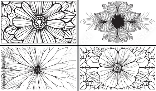 floral line art vector, flower outline illustration, botanical sketch clipart, hand drawn flower svg, minimalist floral drawing, black flower line art, vintage botanical illustration, floral engraving