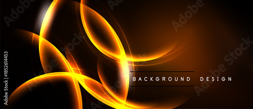 Dynamic orange lines swirl over dark background. Modern design evokes energy, motion, sophistication. Perfect backdrop for presentations.