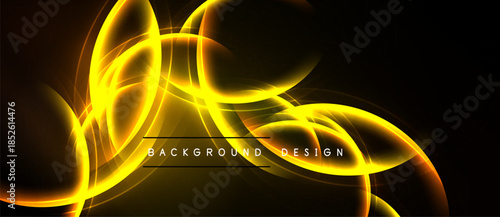 Dynamic golden light streaks swirl, creating abstract energy. Dark background emphasizes luminous curves, modern design element.