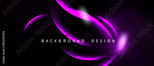 Abstract purple light streaks over black background. Elegant curves create dynamic visual effect. Modern design element.