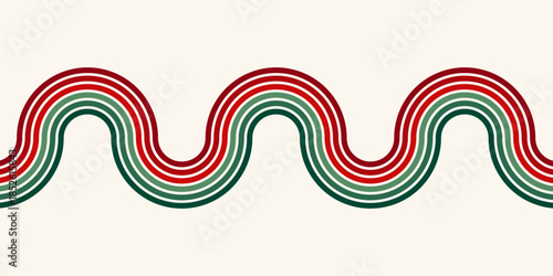 Abstract background of rainbow groovy Wavy Line design in 1970s Hippie Retro style. Vector pattern ready to use for cloth, textile, wrap and other.