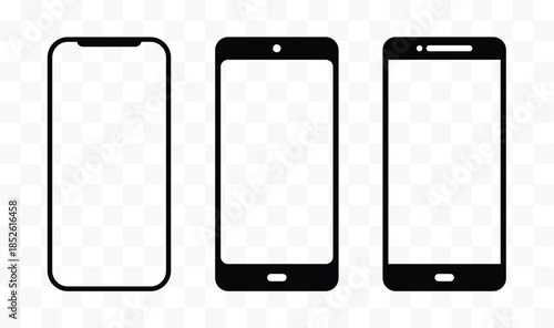 Mobile phone mockup set. Vector stock illustration