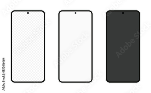 Mobile phone mockup set. Vector stock illustration