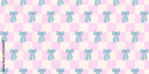 A seamless vector illustration set featuring pink patterns and cute ribbons, perfect for children's nature wallpapers and cartoon illustration elements, as well as fabric patterns for kids and girls.