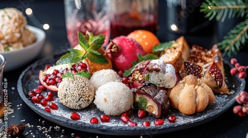 A stunning, elevated dessert platter for a modern New Year's party