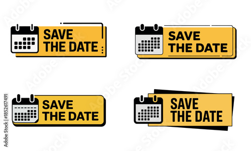Save the date calendar reminder label illustration
