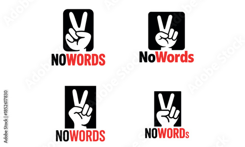 Hand gesture icons showing no words communication signs
