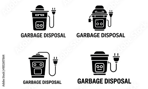 Garbage disposal icon set with trash bin and waste

