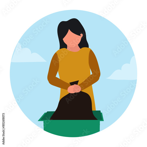 Illustration of Person Throwing Garbage in Bin