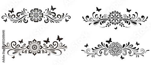Decorative floral ornamental dividers in vintage style
