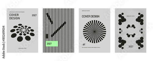 Posters with silhouette minimalistic basic figures, extraordinary graphic assets of geometrical shapes swiss style, Modern minimal monochrome print brutalist.