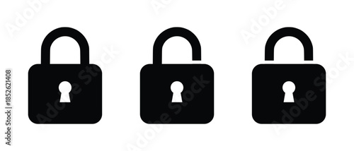 set of black padlock icons representing security and privacy vector illustration