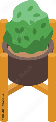 Potted plant on wooden stand brings nature indoors, adding a touch of green to interior design