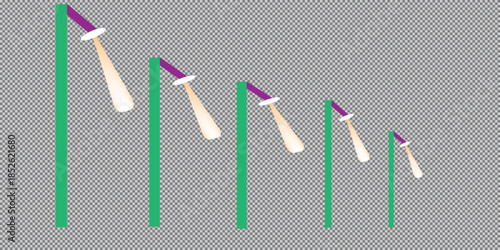 Sequential flags isolated on transparent background