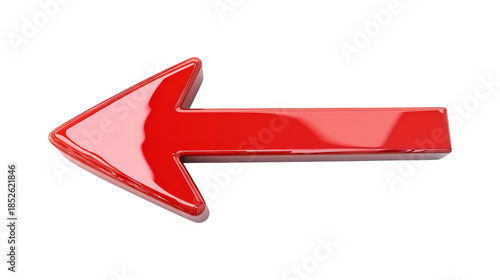 Bold shiny red arrow pointing left for clear direction