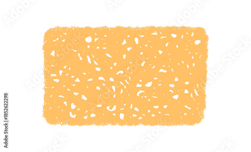 Wavy chalk scribble rectangle frame with orange organic texture. Patch border and sketch background create a space for text. Graphic element works as a stylish border or creative frame for