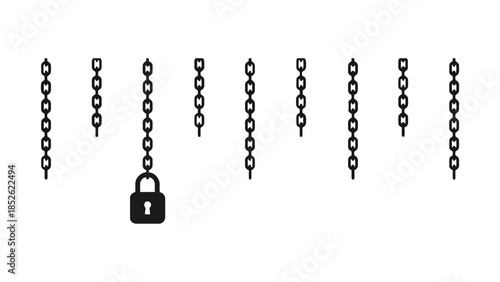 Secure digital access with a padlock on a hanging chain, symbolizing data protection and security.