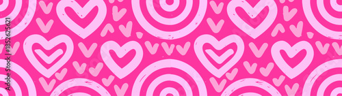Vibrant pink heart pattern with white heart designs