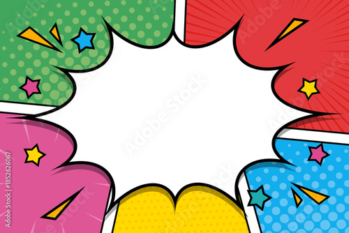 爆発ふきだしのポップなアメコミ背景フレーム