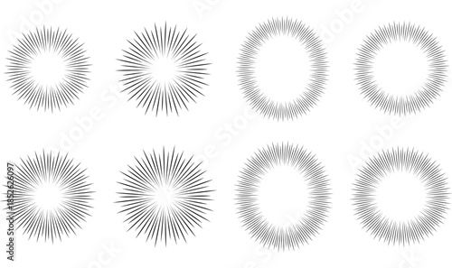 放射状の漫画のふきだしセット