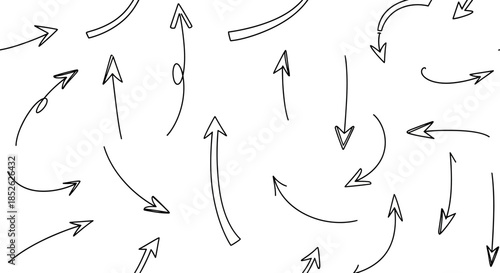 Collection of Hand Drawn Arrows Pointing in Various Directions.