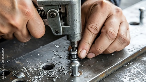 Wallpaper Mural Manual spot welding with handheld electric welding machine by technician Torontodigital.ca