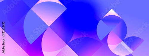 Abstract composition. Overlapping circles, gradients, purple hues dominate. Modern design, vibrant colors, smooth transitions present.