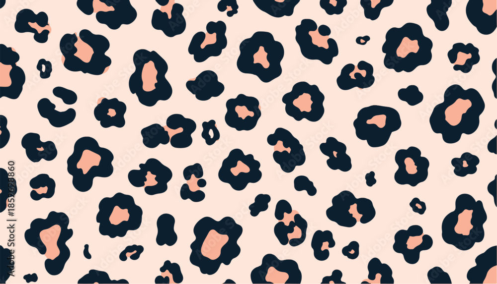 Fototapeta premium Minimal seamless leopard pattern in modern flat style. Abstract animal vector background with soft colors and clean shapes, ideal for fashion, textile, wallpaper, packaging and branding designs.