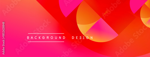 Abstract vibrant background. Overlapping shapes create dynamic visual effect. Gradient colors range from pink to orange hues. Modern design element.