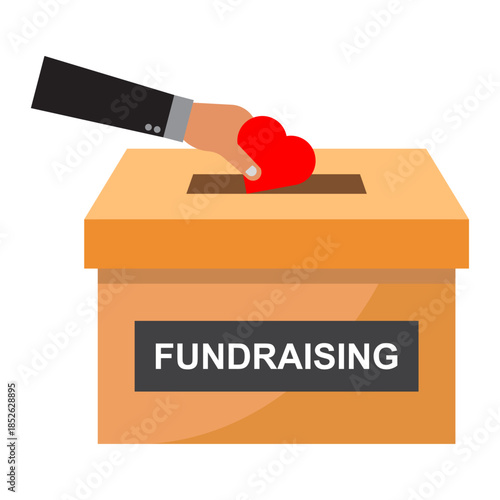 Fundraising Donation Box with Heart Symbol for Charity and Community Support