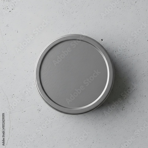 Wallpaper Mural Minimalist Overhead Shot of a Closed Silver Tin on a Textured Surface Torontodigital.ca
